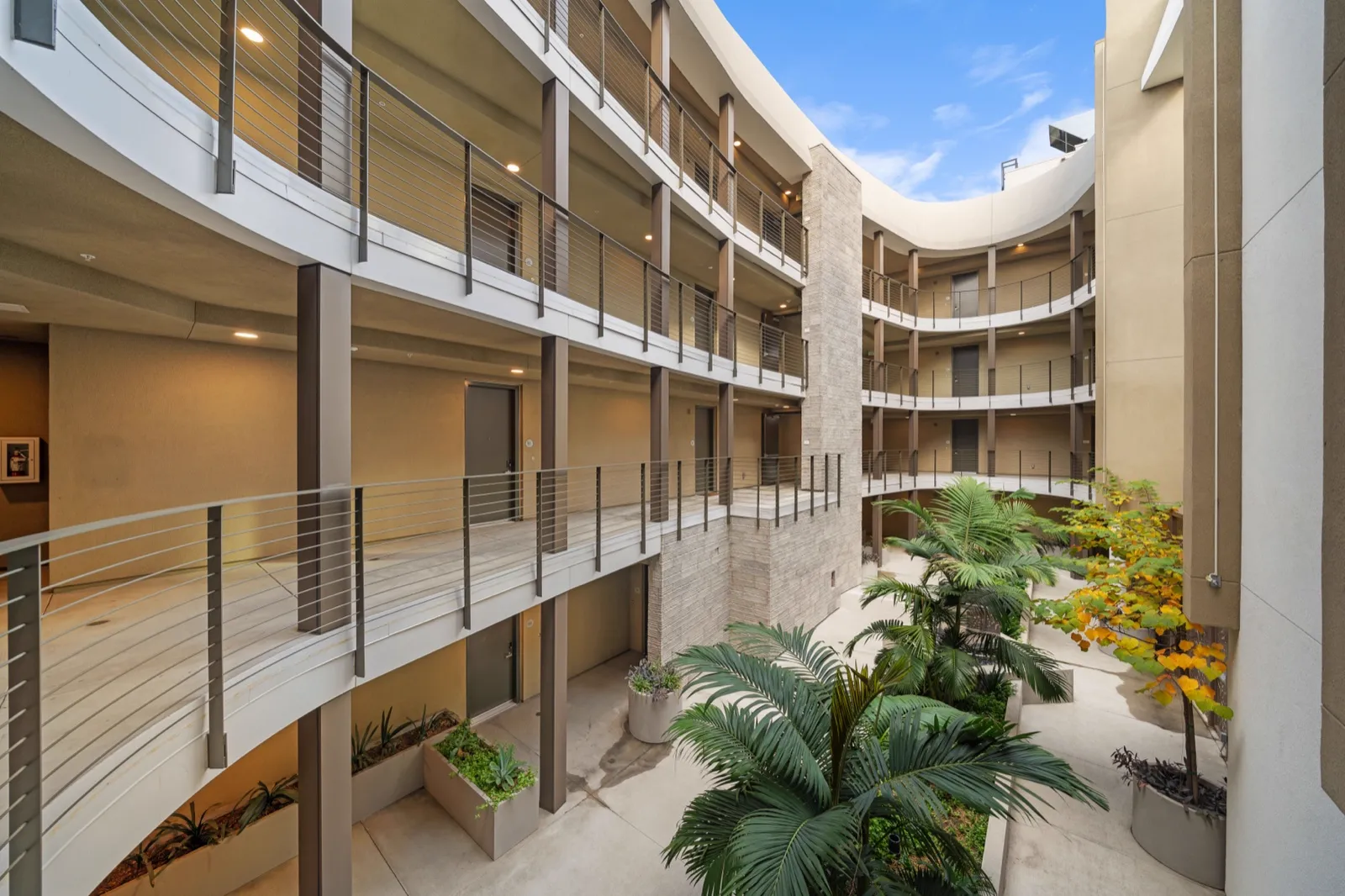 MW Lofts courtyard with lush landscaping